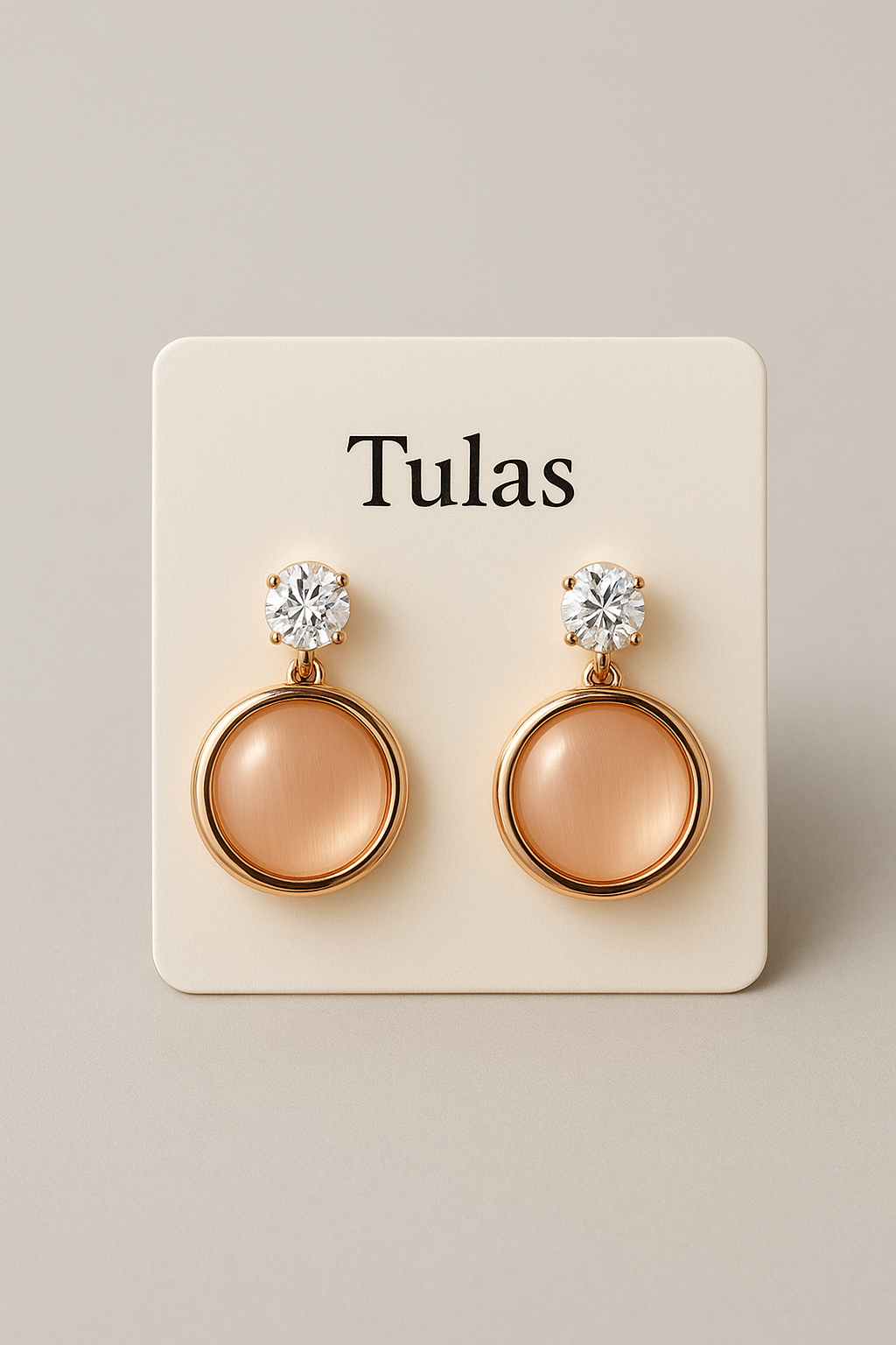Tulas Aurora Drop Earrings – Peach Moonstone & Brilliant Crystal Accents