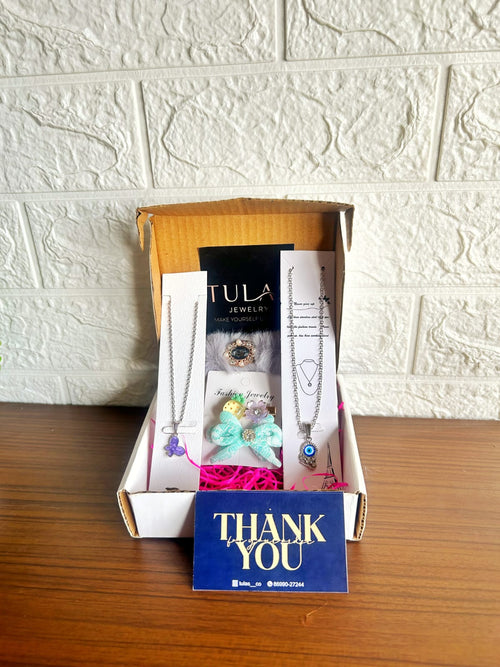 Teen Trendy Jewelry Gift Box – Butterfly & Evil Eye Necklace Set